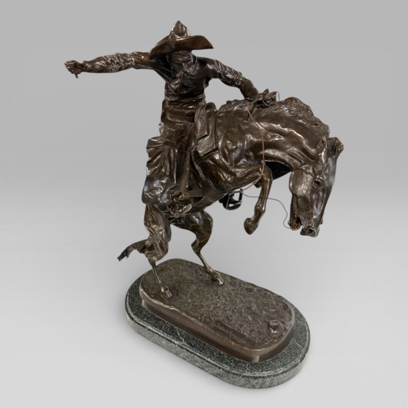 Large Cowboy Bronze ‘Bronco Buster’ After Frederic Remington, Early–Mid 20th